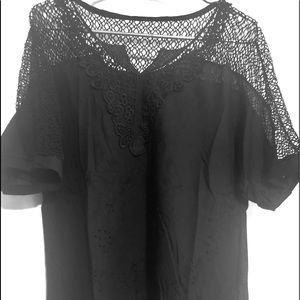 Brand New Lace Patchwork Black Top.XL Great Gift